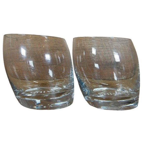 (2) Chivas Regal Scotch Whiskey Slanted Tilted Tumbler Lowball Glasses - Picture 1 of 4